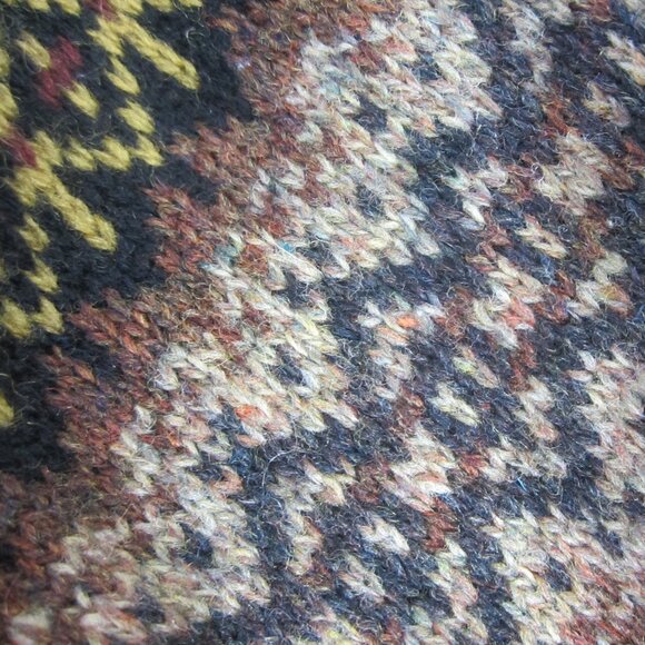 Geoffrey Been Mens Large Brown Black Lambswool Fair Isle Button Sweater Vest - Picture 9 of 10